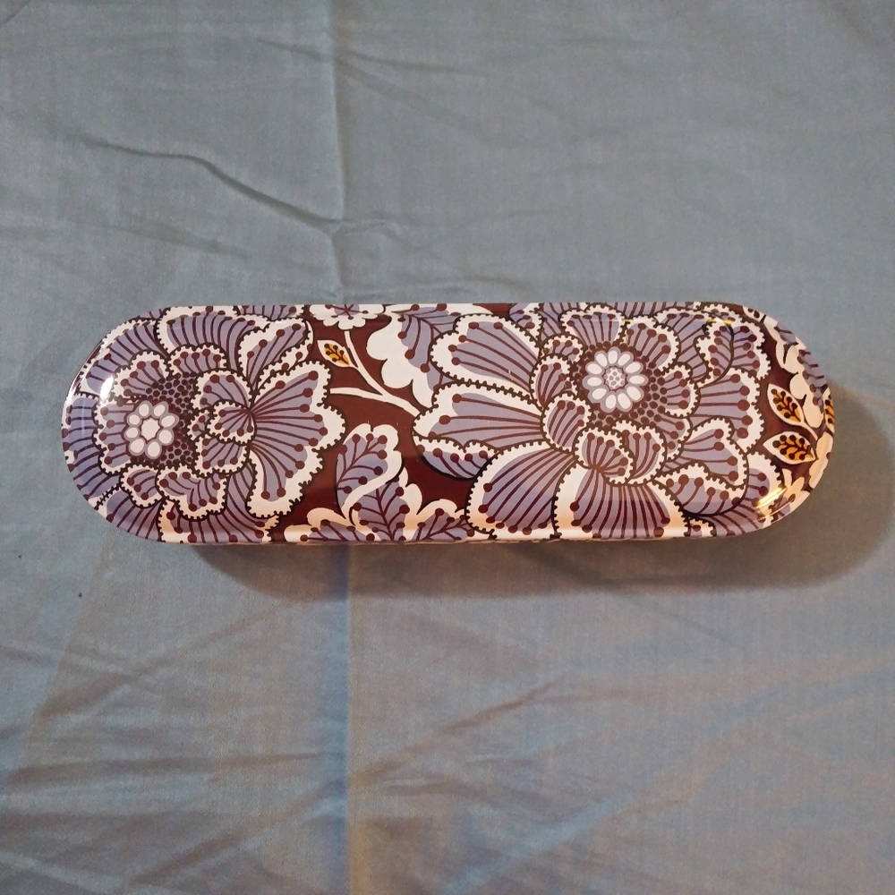 Vera Bradley Pencil Pen Tin Case "Slate Blooms"